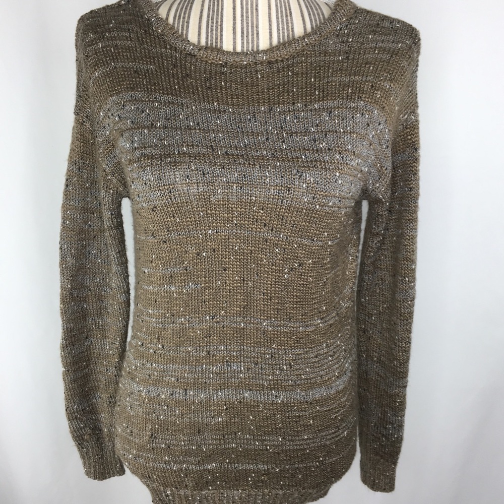 Sexy open back brown and gray sweater